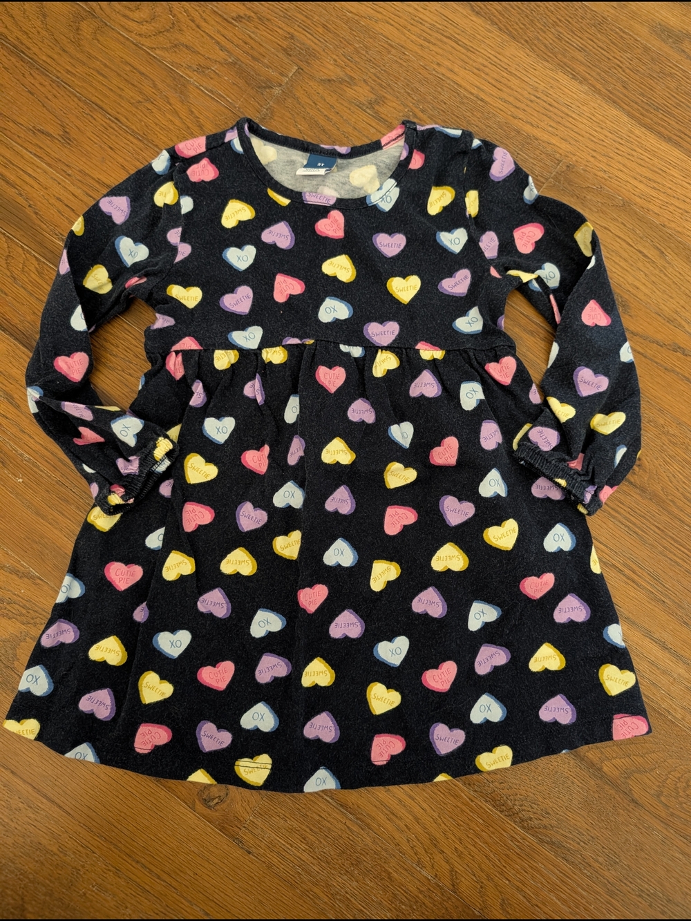 Old Navy Long-Sleeve Dress with Multicolor Heart Print 2T